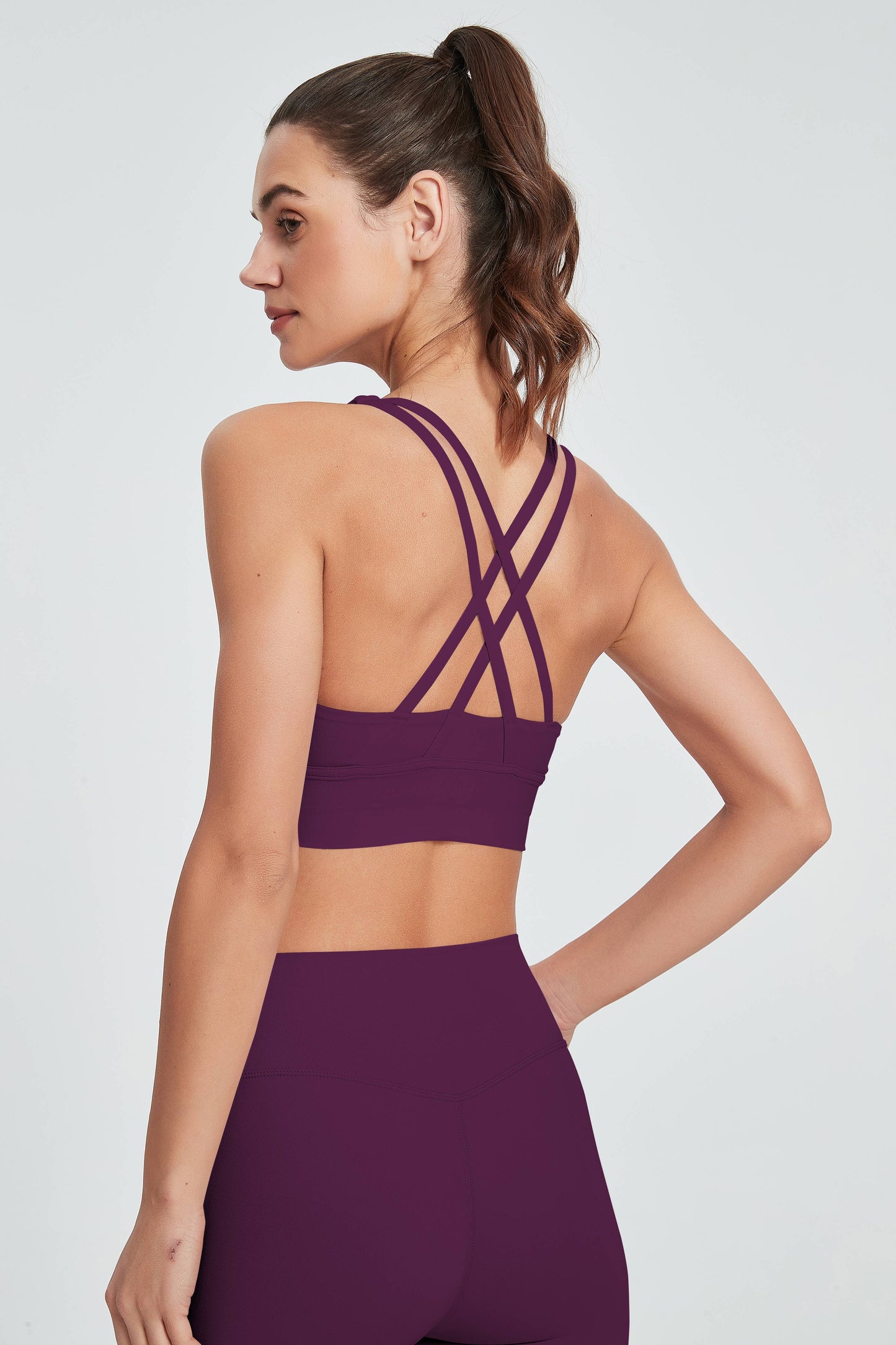 Isabella Strappy Back Sports Bra & Shorts Activewear Set: Magenta