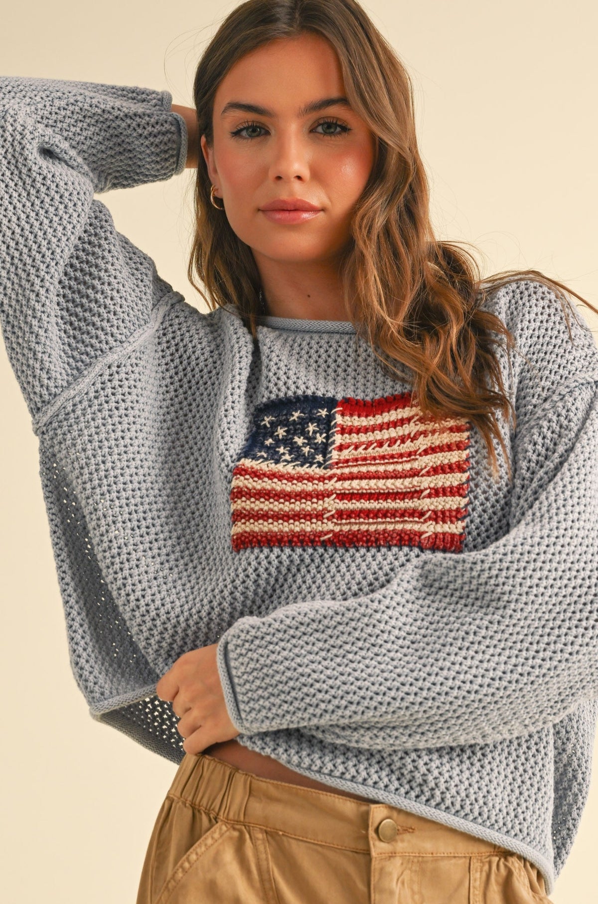 Flag Knitted Sweater Top