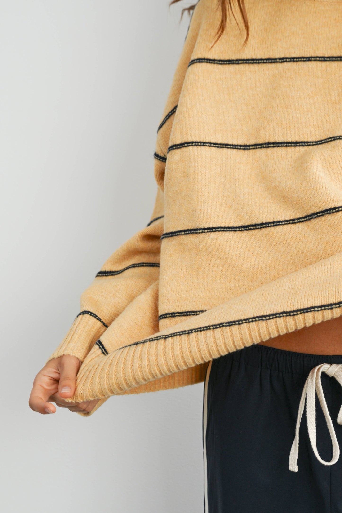 Striped Pattern Drop Shoulder Sweater
