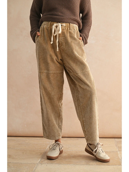 Washed Effect Corduroy Pants