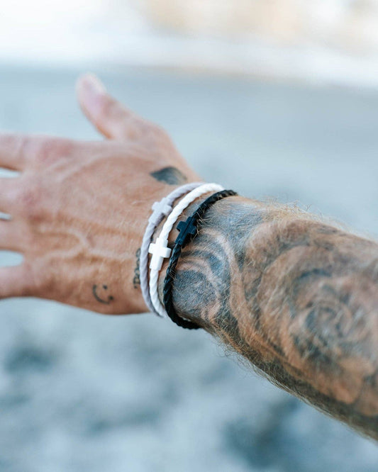 Infinity Cross Bracelets: Black/White/Gray