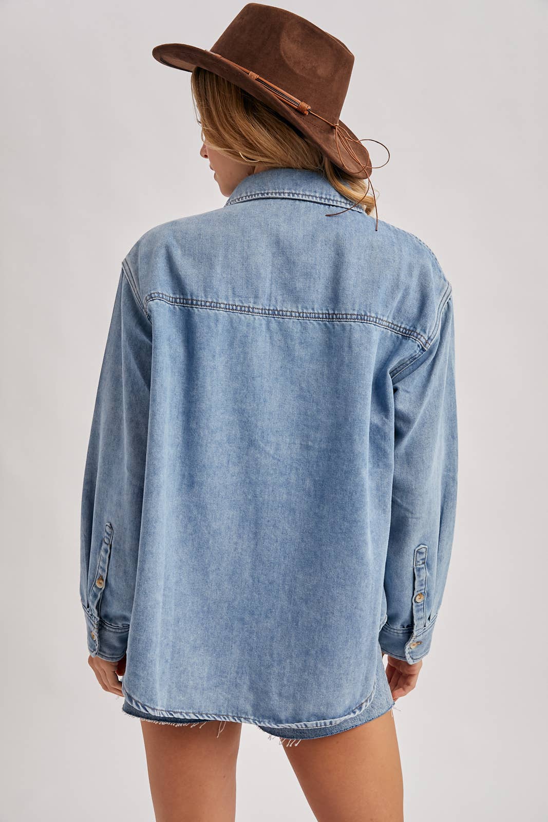 DENIM BUTTON DOWN SHIRT: LIGHT WASH