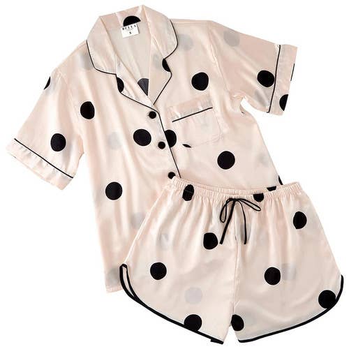 Satin Two-Piece PJ Set: Blush