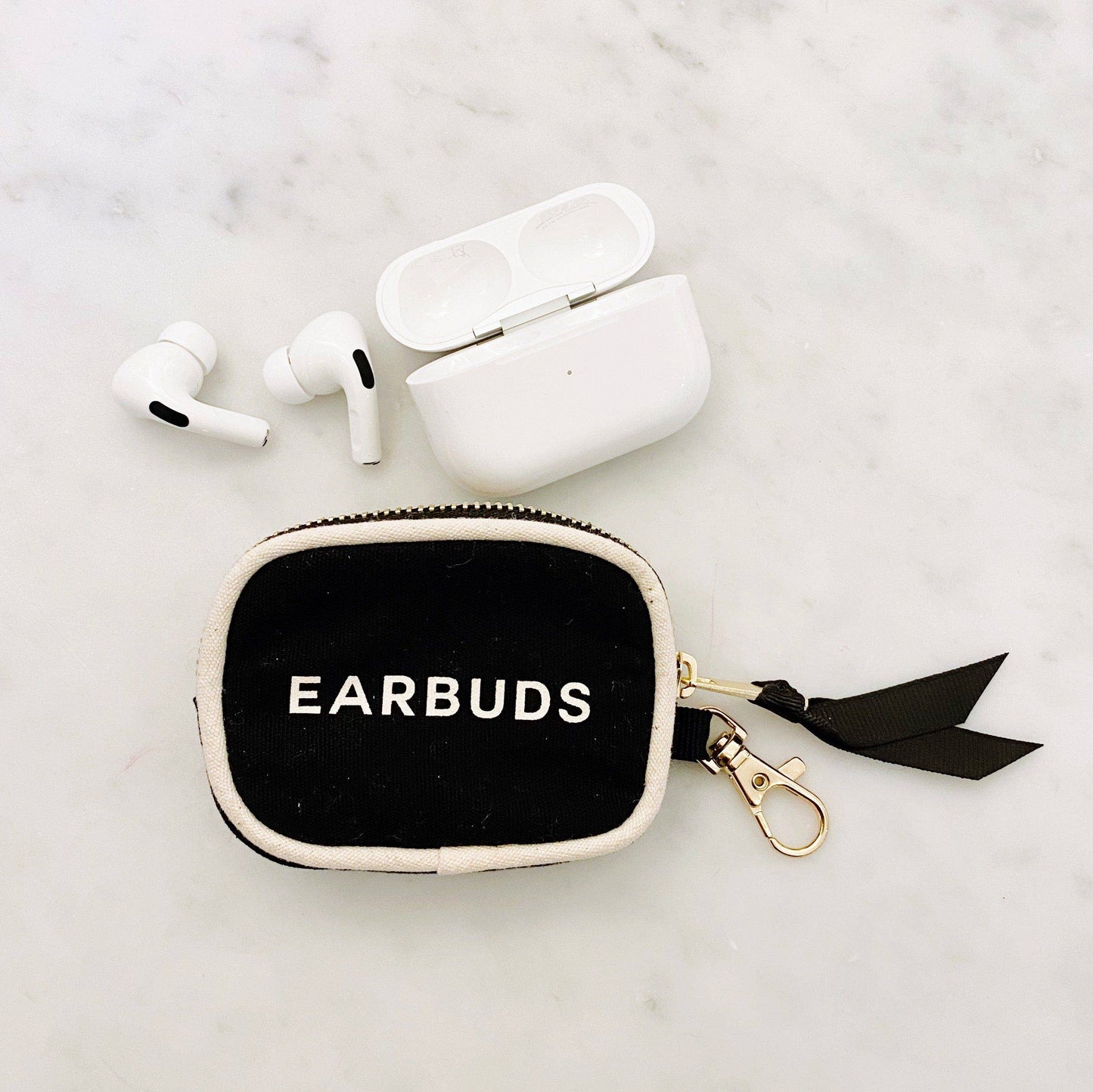 Earbuds/Airpods Case with Clasp: Black