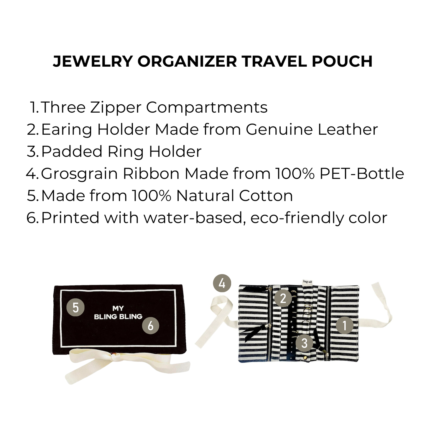 Jewelry Organizer, Travel Pouch: Black