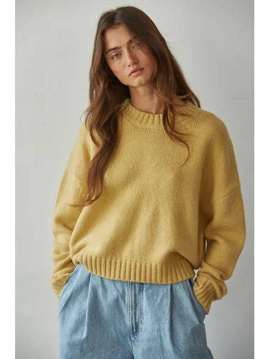 Knit Sweater Crew Neck Long Sleeve Pullover Top