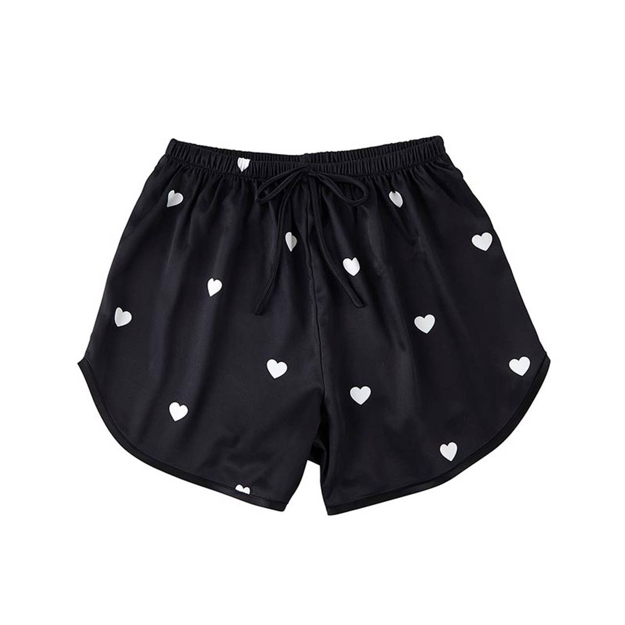 Satin Two-Piece PJ Set: Black