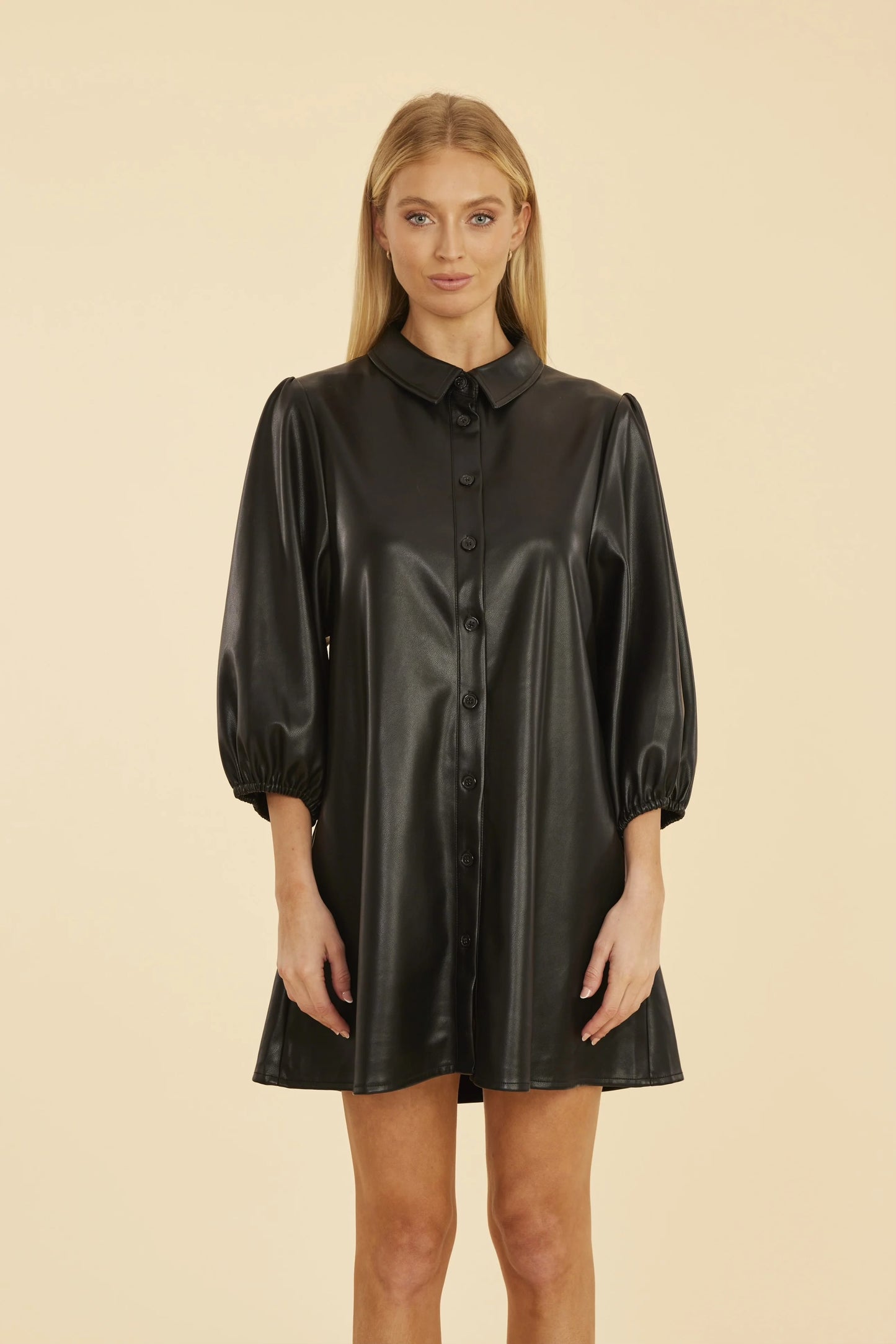 Faux Leather Dress: Black