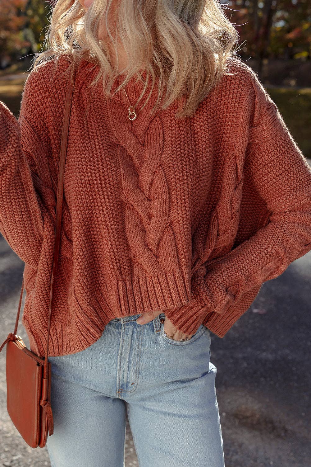 Slouchy Textured Knit Sweater
