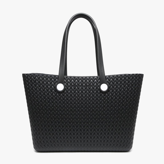 Carrie Textured Versa Tote w/ Straps: Black