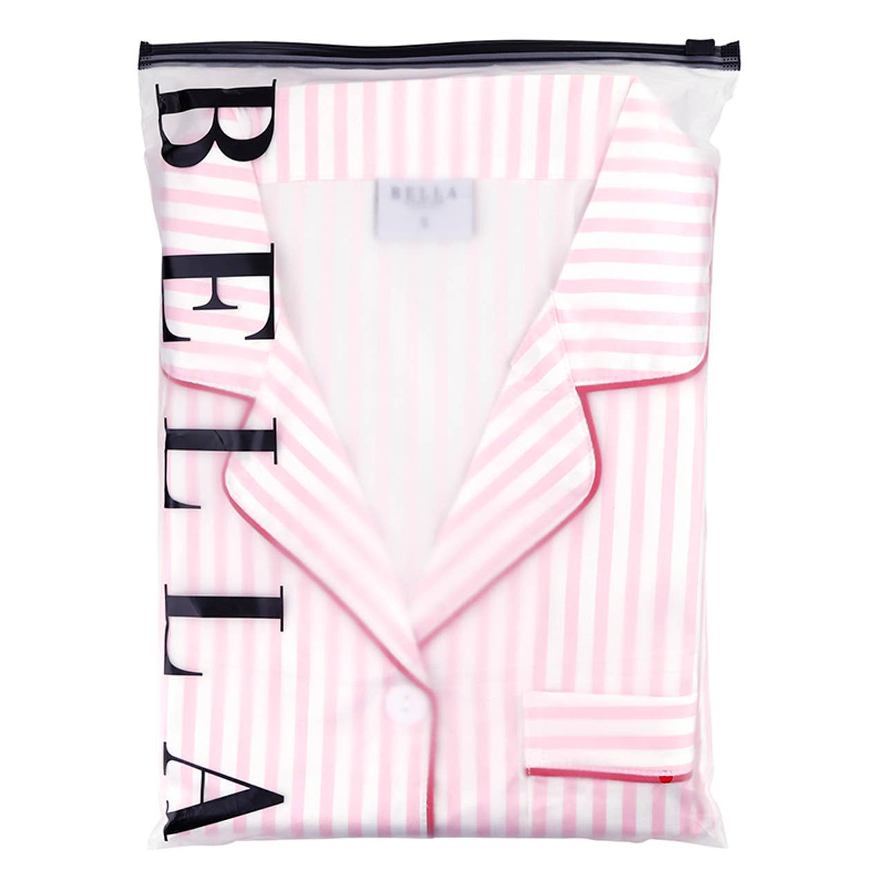 Ruffle PJ Set With Velvet Tie: Pink Stripe