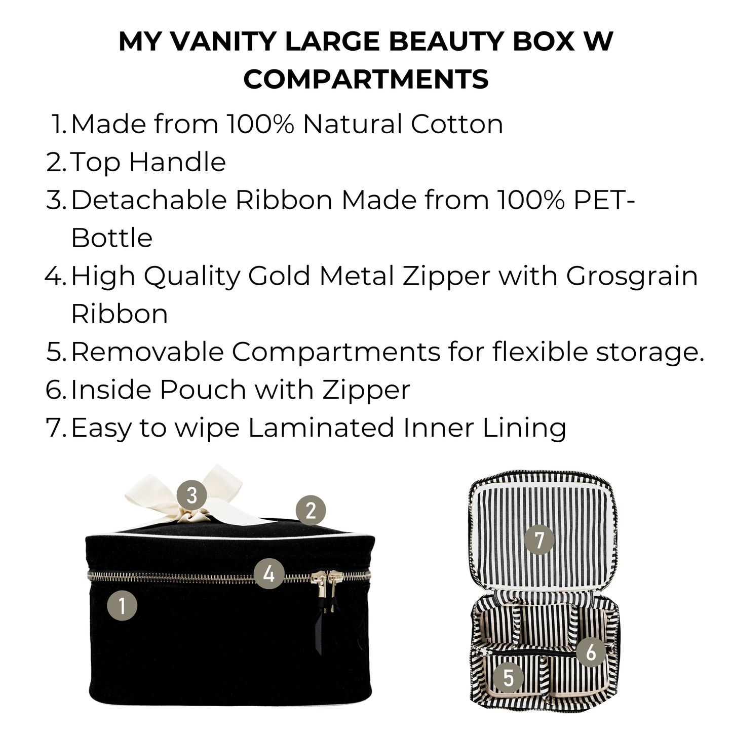 My Vanity Large Beauty Box with Compartments: Black