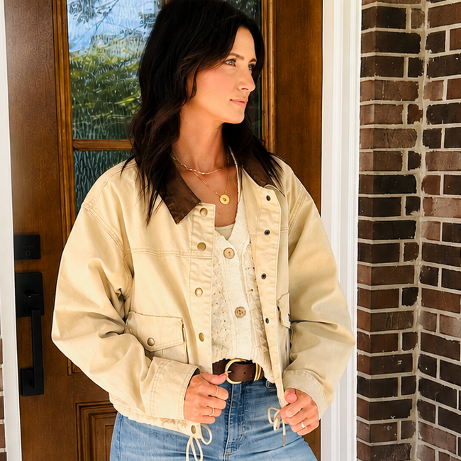 Collar Contrasted Utility Jacket